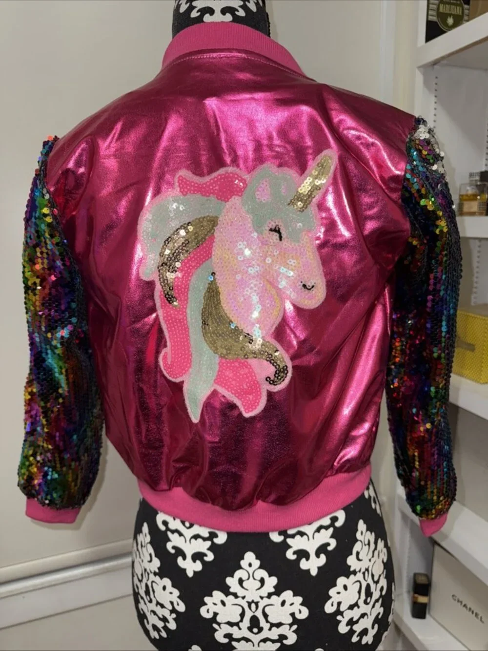 WELAKEN Sequined Unicorn Bomber Jacket for Girls, Kid pockets Well Made 6/7